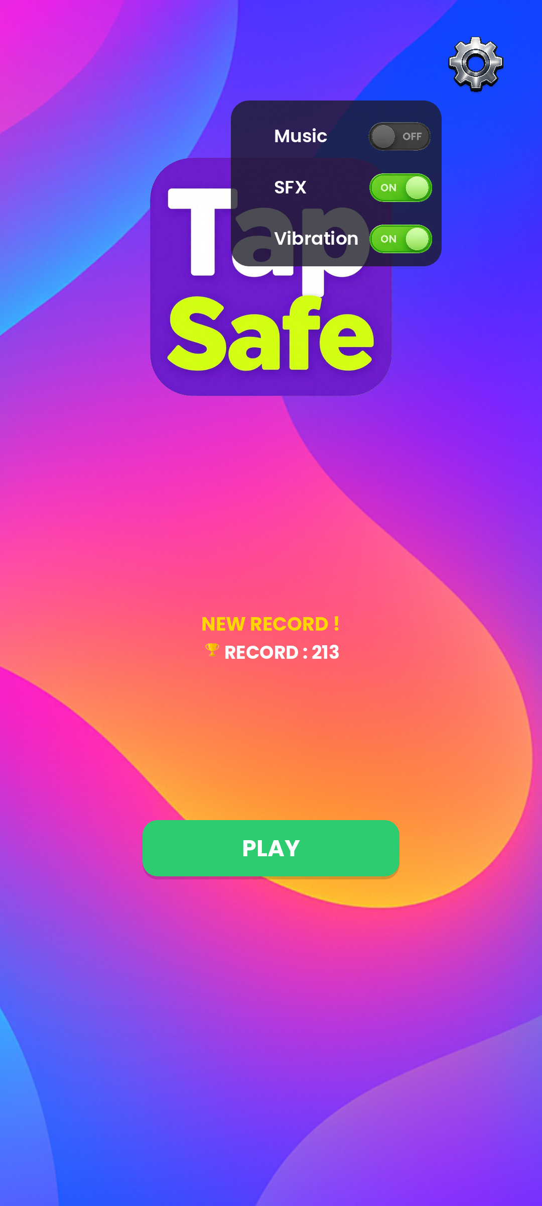 TapSafe Main Menu Interface